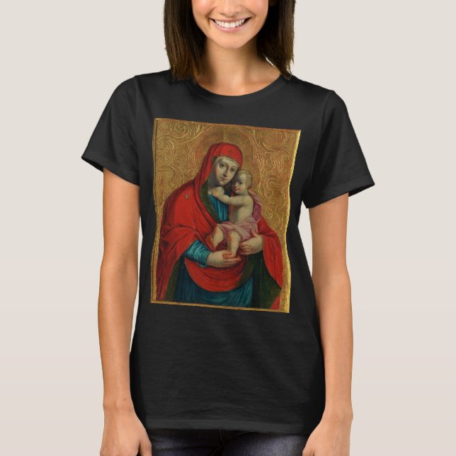 Virgin Mary and Jesus Child by Jan Rombauer T-Shirt (Front)