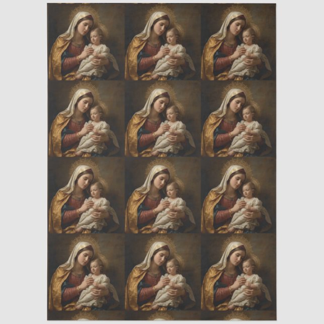 VIrgin Mary and Jesus Decoupage Tissue Paper (Front)