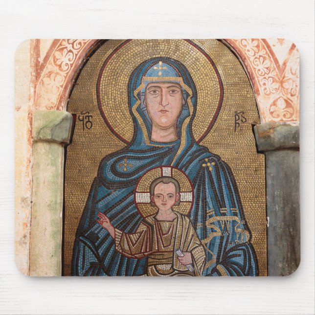 Virgin Mary And Jesus Mosaic Mouse Pad (Front)