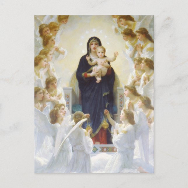 Virgin Mary and Jesus with angels Postcard (Front)