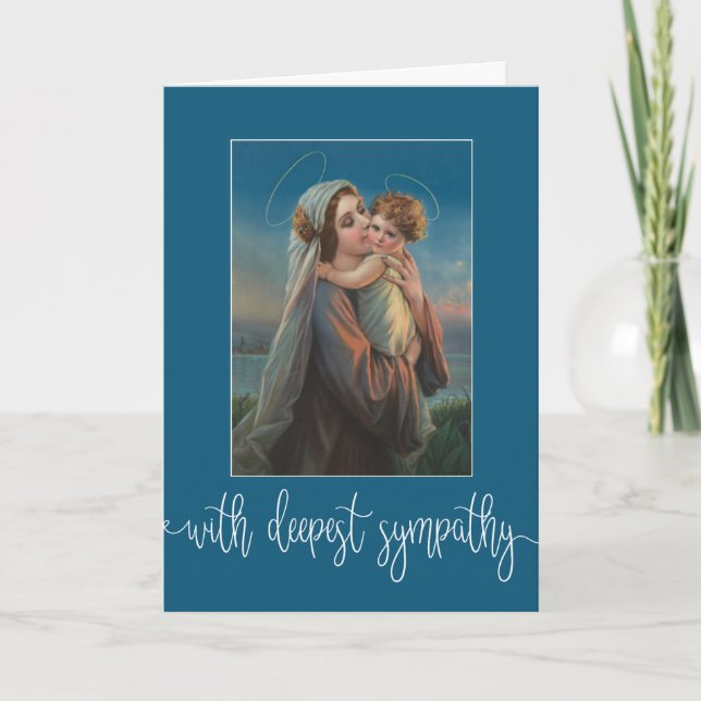 Virgin Mary Baby Jesus Funeral Sympathy Condolence Card (Front)