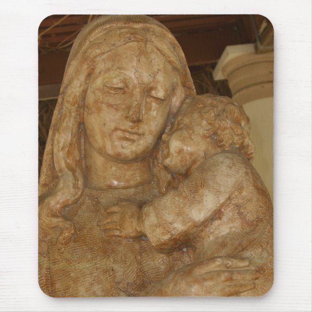Virgin Mary & Baby Jesus Statue Mouse Pad (Front)