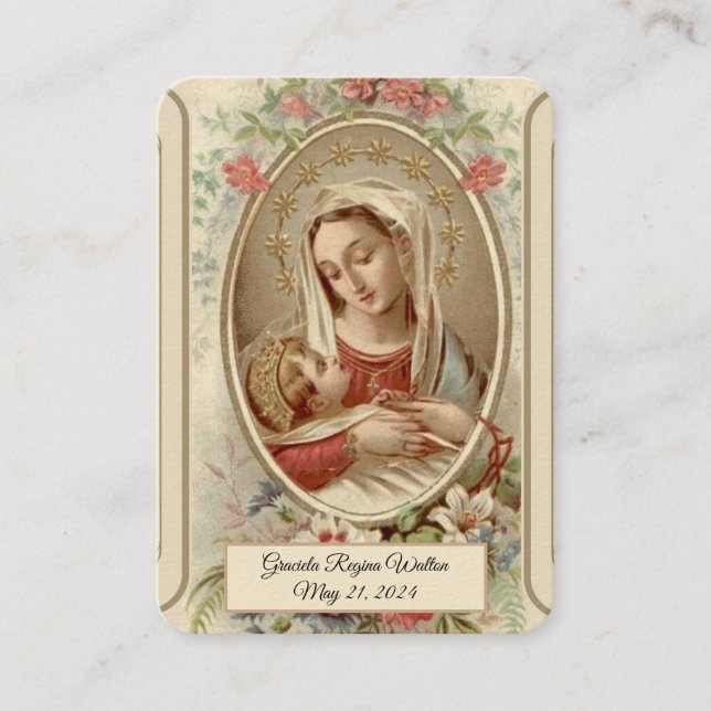 Virgin Mary Baptism  Remembrance Holy Card (Front)
