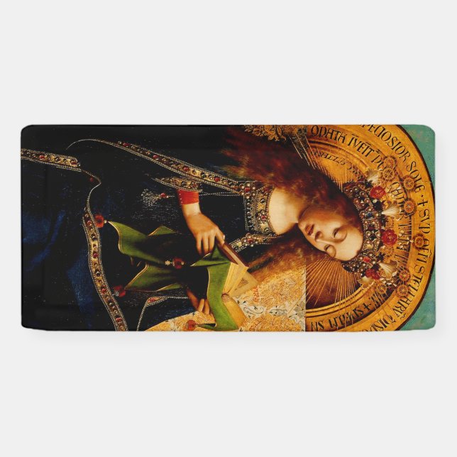 Virgin Mary by Jan van Eyck Banner (Horizontal)