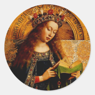 Virgin Mary by Jan van Eyck Classic Round Sticker