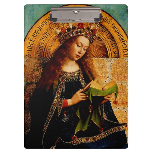Virgin Mary by Jan van Eyck Clipboard (Front)