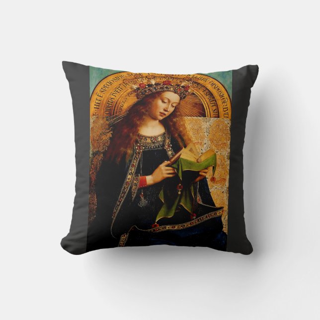 Virgin Mary by Jan van Eyck Cushion (Front)