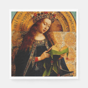 Virgin Mary by Jan van Eyck Napkin