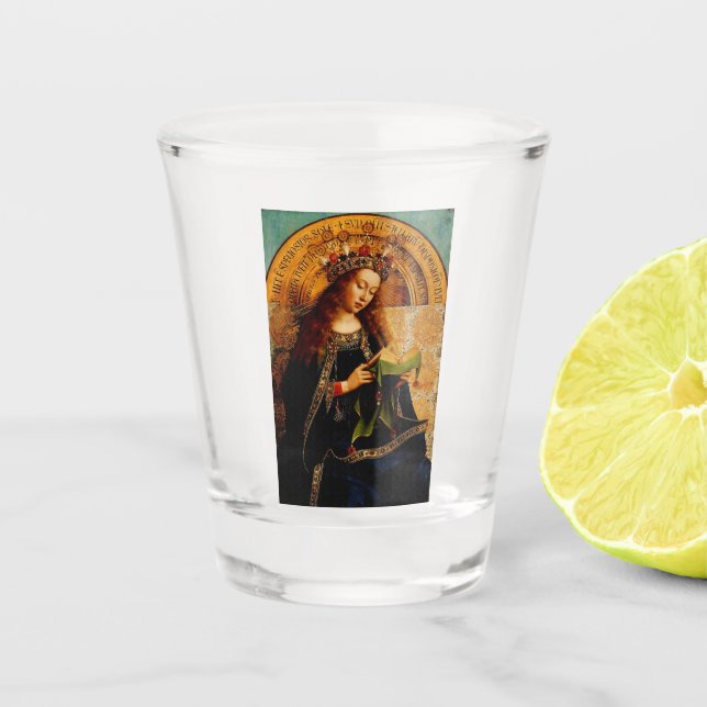 Virgin Mary by Jan van Eyck Shot Glass (Front)