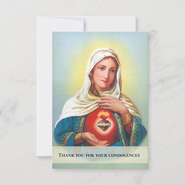 Virgin Mary Catholic Funeral Condolence Thank You Card (Front)