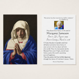 Virgin Mary Catholic Funeral Memorial Holy Card -