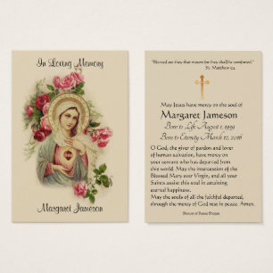 Virgin Mary Catholic Funeral Memorial Holy Card -