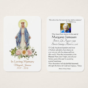 Virgin Mary Catholic Funeral Memorial Holy Card -
