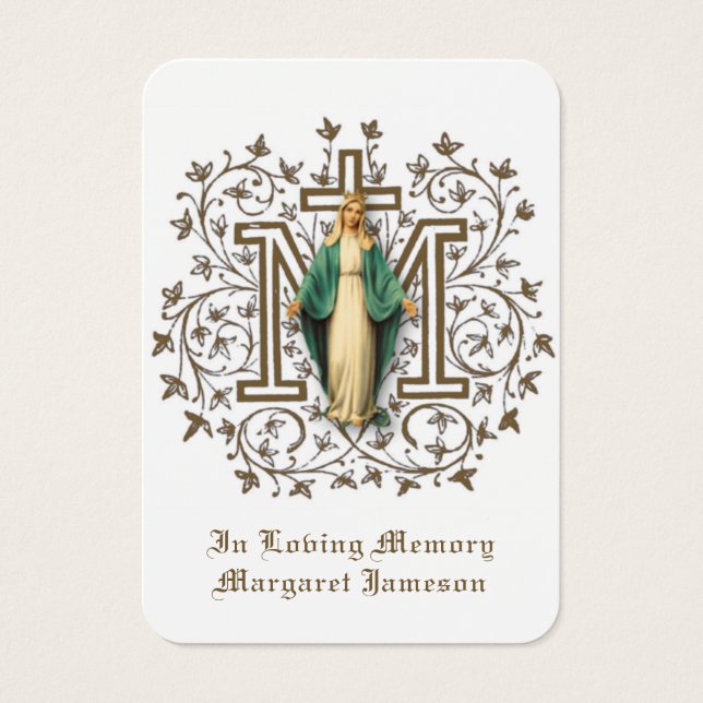 Virgin Mary Catholic Funeral Memorial Holy Card - (Front)