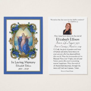 Virgin Mary Catholic Funeral Memorial Holy Card -