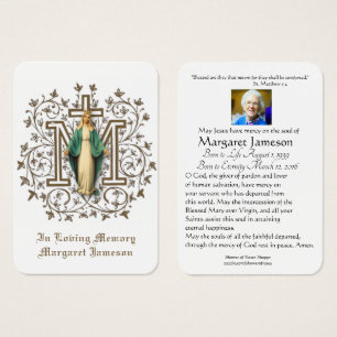 Virgin Mary Catholic Funeral Memorial Holy Card -