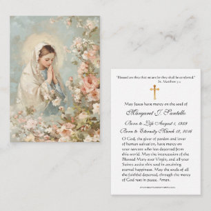 Virgin Mary Catholic Funeral Memorial Holy Card -