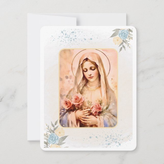 Virgin Mary Catholic Funeral Memorial Holy Card (Front)