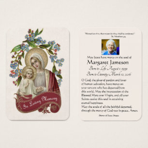Virgin Mary Catholic Funeral Memorial Holy Card -