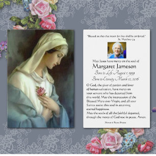 Virgin Mary Catholic Funeral Memorial Holy Card -