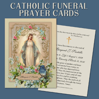 Virgin Mary Catholic Funeral Memorial Holy Card -