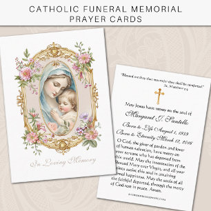 Virgin Mary Catholic Funeral Memorial Holy Card -