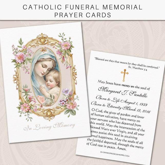 Virgin Mary Catholic Funeral Memorial Holy Card - (Creator Uploaded)