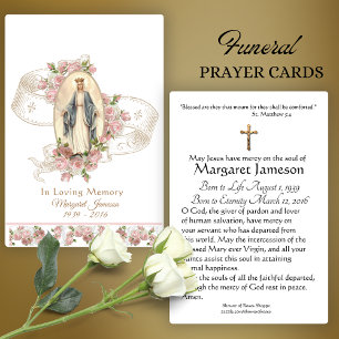 Virgin Mary Catholic Funeral Memorial Holy Card -
