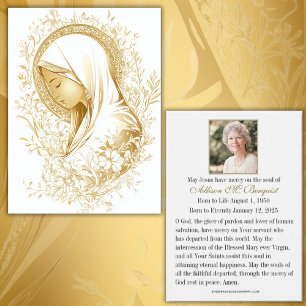 Virgin Mary Catholic Funeral Memorial Holy Card -