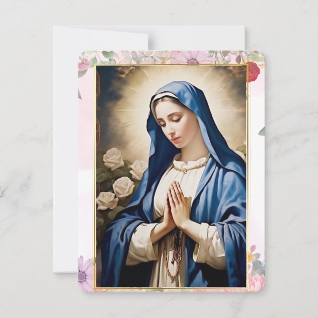 Virgin Mary Catholic Funeral Memorial Holy Card (Front)