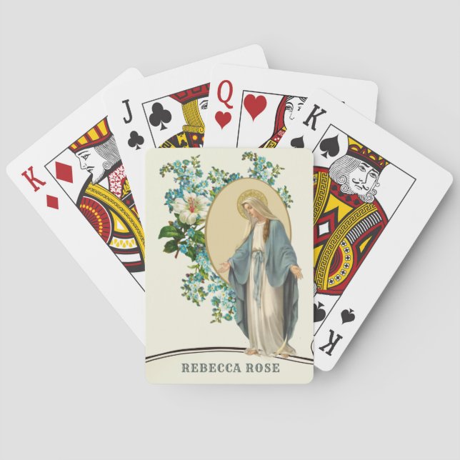 Virgin Mary Catholic Religious Lady of Grace Playing Cards (Back)