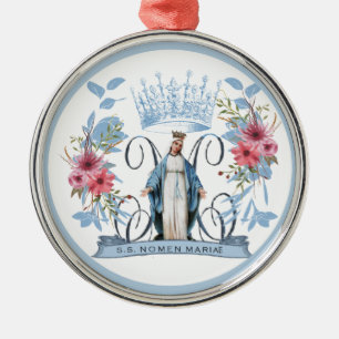 Virgin Mary Catholic Religious Mother Mary Floral Metal Tree Decoration