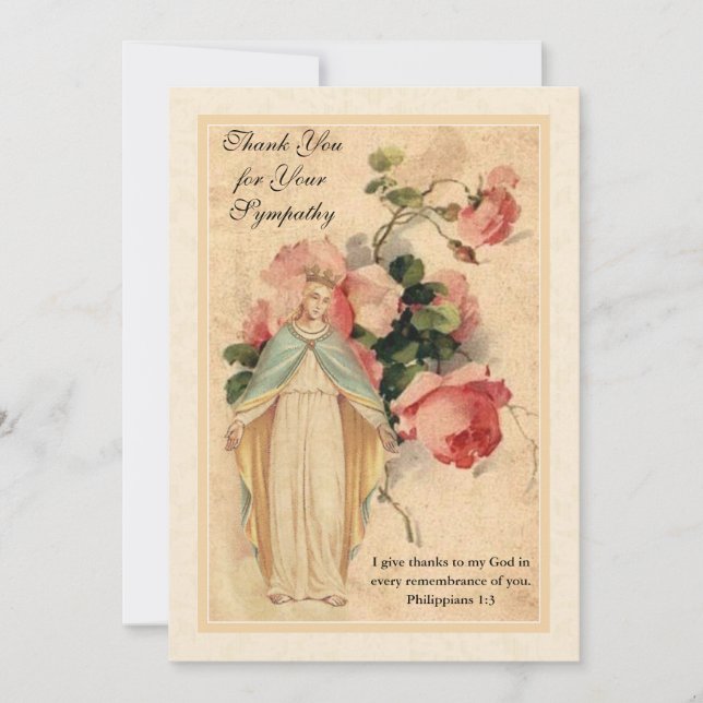 Virgin Mary Catholic Religious Sympathy Condolence Thank You Card (Front)