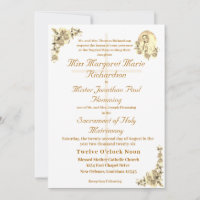 Virgin Mary Catholic Sepia Wedding Invitation