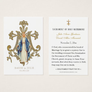 Virgin Mary Catholic Wedding Holy Card 