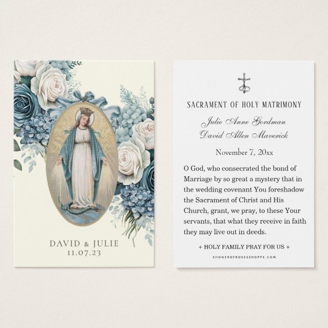 Virgin Mary Catholic Wedding Prayer Card  (Front & Back)