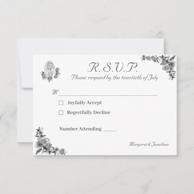 Virgin Mary Catholic Wedding Response Card (Front)