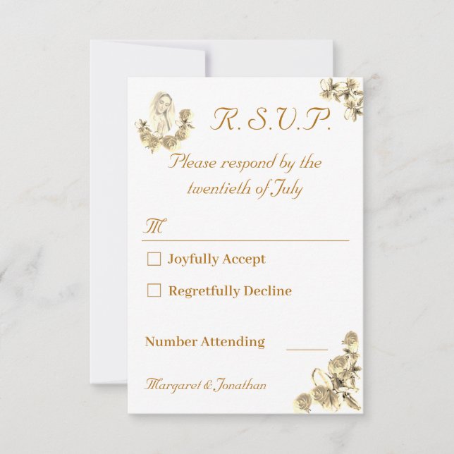 Virgin Mary Catholic Wedding Response Card (Front)