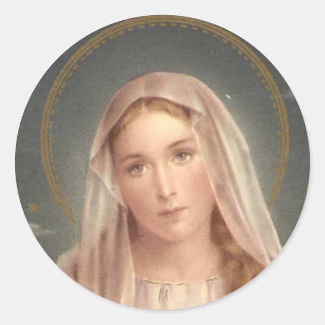 VIRGIN MARY CLASSIC ROUND STICKER (Front)