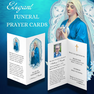 Virgin Mary Doves Catholic Funeral Holy Card