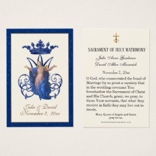 Virgin Mary  Elegant Blue Wedding Favour Card 