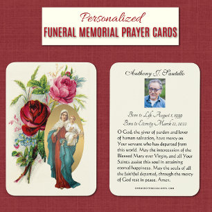 Virgin Mary Funeral Memorial Prayer Holy Card