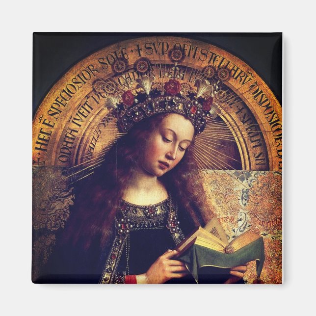 Virgin Mary -  Ghent Altarpiece by Jan van Eyck Magnet (Front)