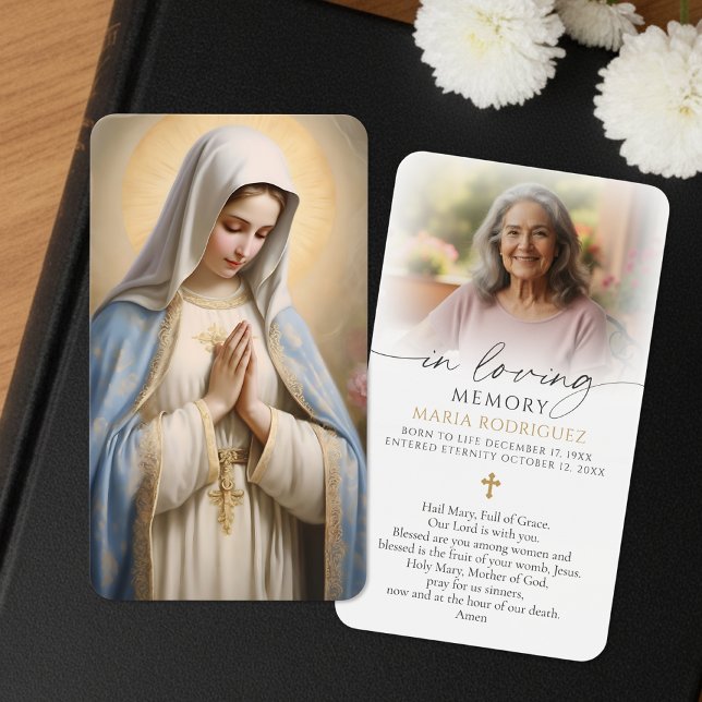 Virgin Mary Hail Mary Photo Funeral Prayer Cards (Creator Uploaded)
