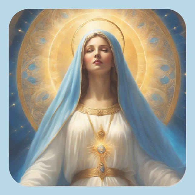 Virgin Mary Halo Heavenly Pose Sweet Face Square Sticker (Creator Uploaded)