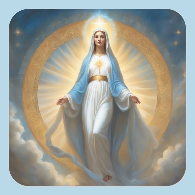 Virgin Mary Halo Heavenly Representation Square Sticker (Creator Uploaded)