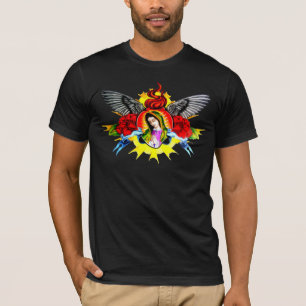 Virgin Mary Heart, Flower, Wings T-Shirt