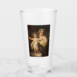 Virgin Mary holding baby Jesus Glass