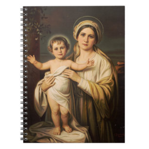 Virgin Mary holding baby Jesus Notebook