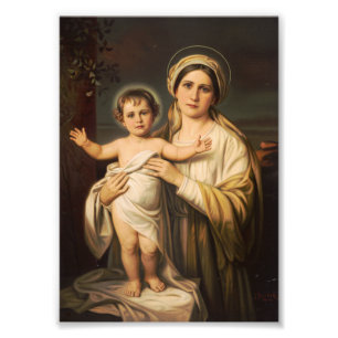 Virgin Mary holding baby Jesus Photo Print